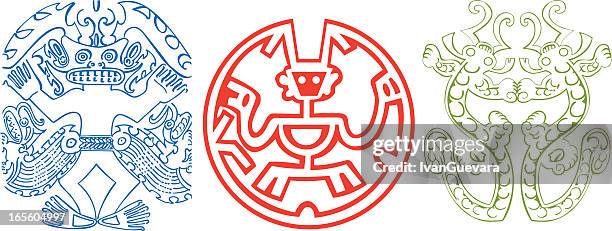 aztec icons - aztec civilization stock illustrations