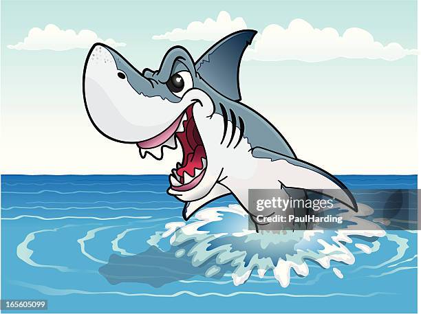 shark attack - fish jumping stock illustrations