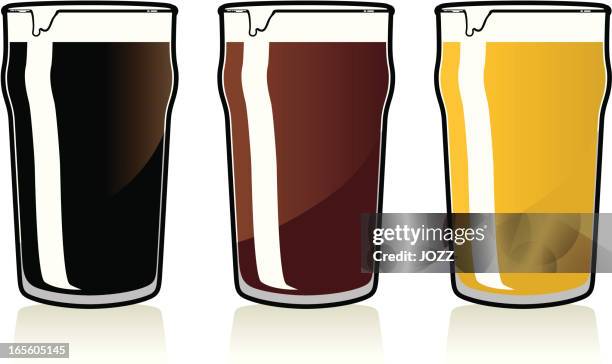 pint beer set - lager stock illustrations