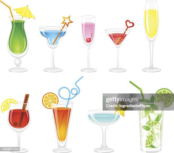 cocktails collection - mojito stock illustrations