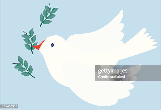 peace dove mit olive branch - olivenzweig stock-grafiken, -clipart, -cartoons und -symbole