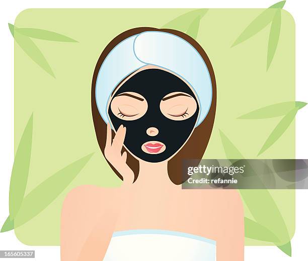 face mask 3 - mud therapy stock illustrations