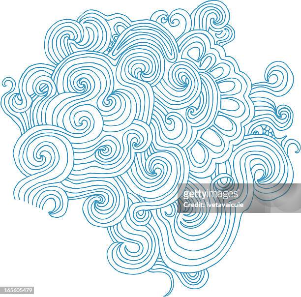 illustrazioni stock, clip art, cartoni animati e icone di tendenza di ondulato doodle isolato su bianco - scarabocchio motivo ornamentale