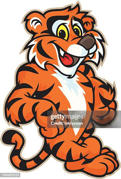 tiger leaning - tiger paw stock illustrations