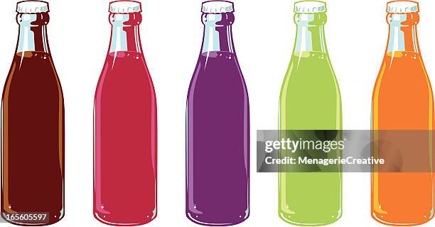 stockillustraties, clipart, cartoons en iconen met flavored soda bottles - dorst