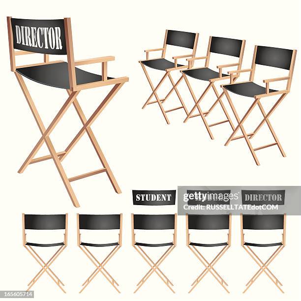 stockillustraties, clipart, cartoons en iconen met film school - directors chair