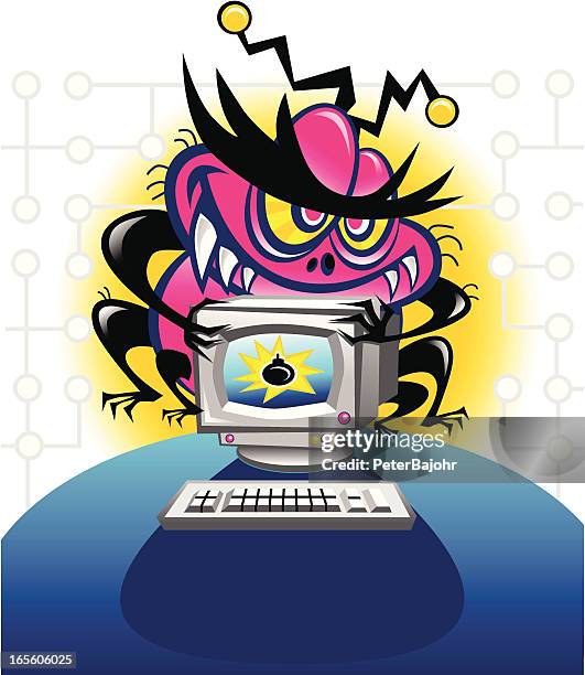 Cartoon Attacking Computer Scary Computer Cartoon Photos et images de collection - Getty Images