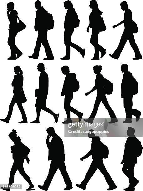 college students - man walking silhouette stock illustrations