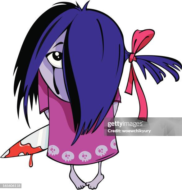 stockillustraties, clipart, cartoons en iconen met emo girl - young goth girls