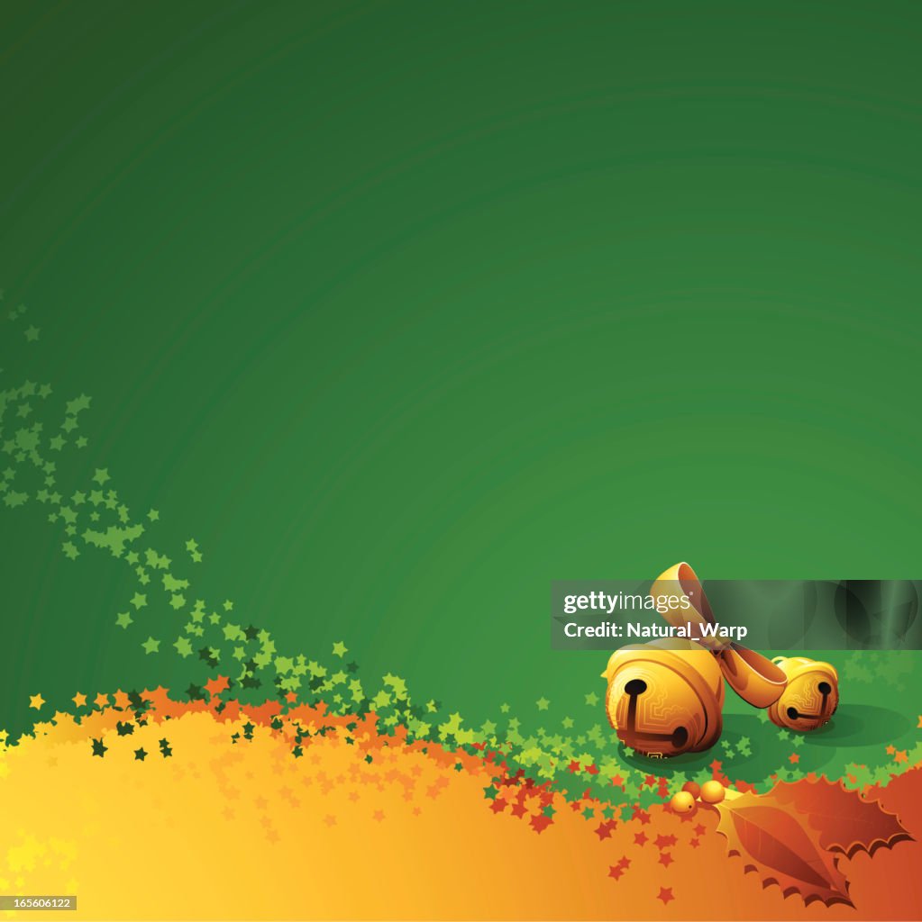 Split Composition Golden Sleigh Bells on Green