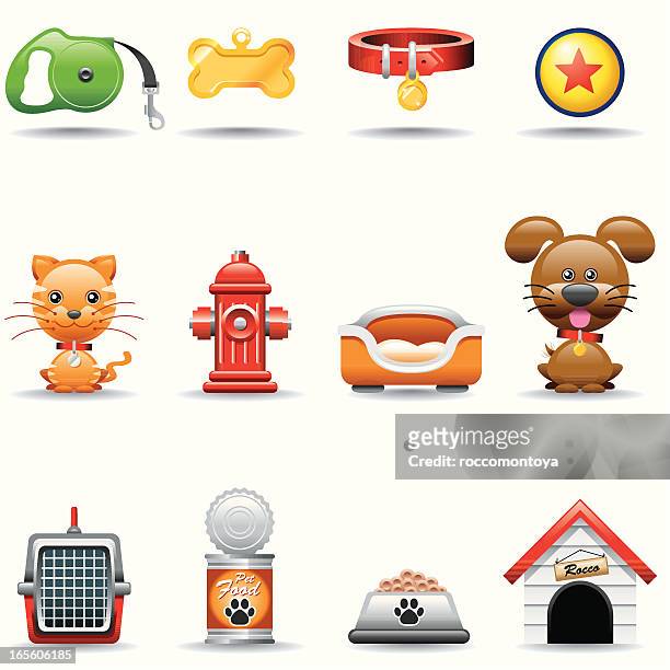 stockillustraties, clipart, cartoons en iconen met icon set, pets - dog bowl