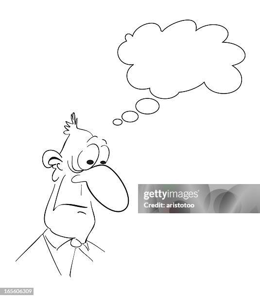 pensive face and thought bubble - concentration face stock illustrations