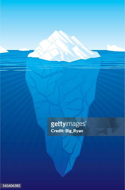 vector illustration of iceberg above and below water - iceberg above and below water stock illustrations
