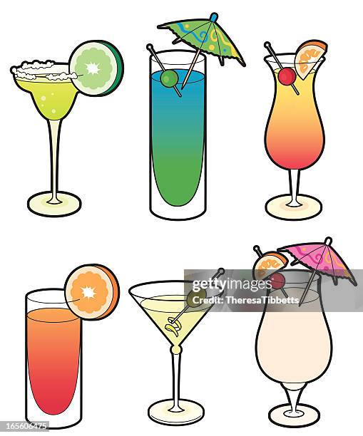 cocktails - tequila sunrise stock illustrations