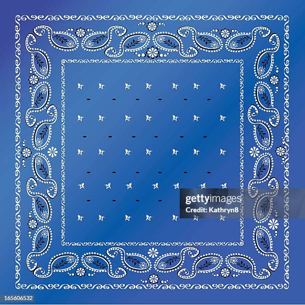 stockillustraties, clipart, cartoons en iconen met a blue bandana with white frames - bandana