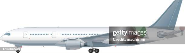 stockillustraties, clipart, cartoons en iconen met a white large passenger airplane - bedrijfsvliegtuig