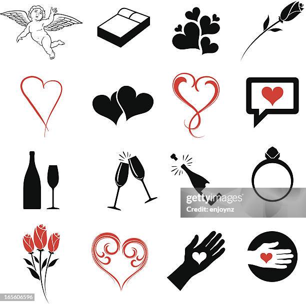 ilustraciones, imágenes clip art, dibujos animados e iconos de stock de iconos de romance - querubín