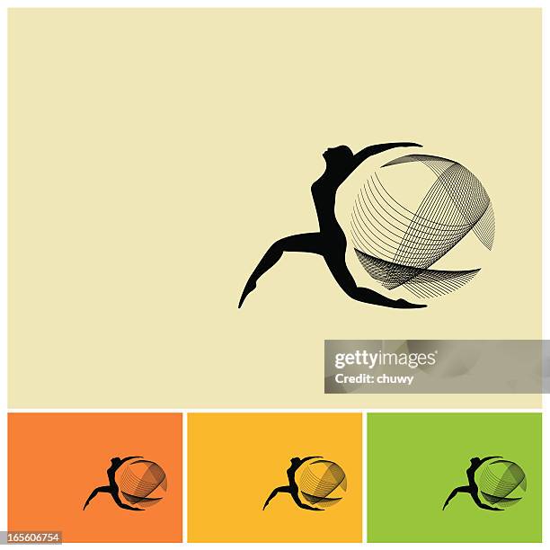 four square technological world design - abstract geometric silhouette woman stock illustrations