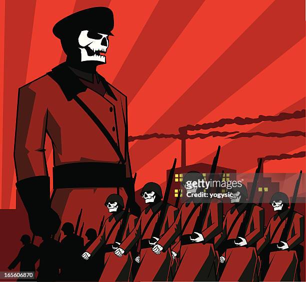 army of doom - red revolution stock illustrations