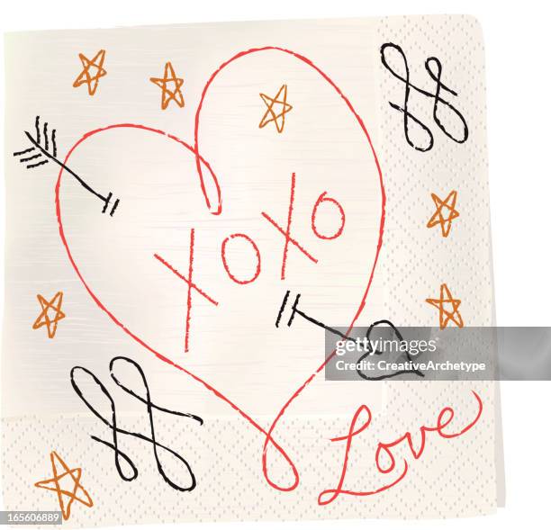 ilustraciones, imágenes clip art, dibujos animados e iconos de stock de servilleta boceto-mensaje de amor - paper napkin