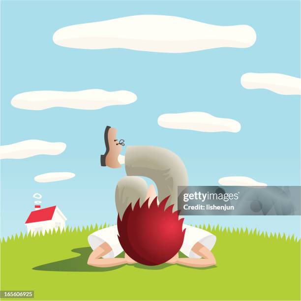sky - lying grass stock illustrations