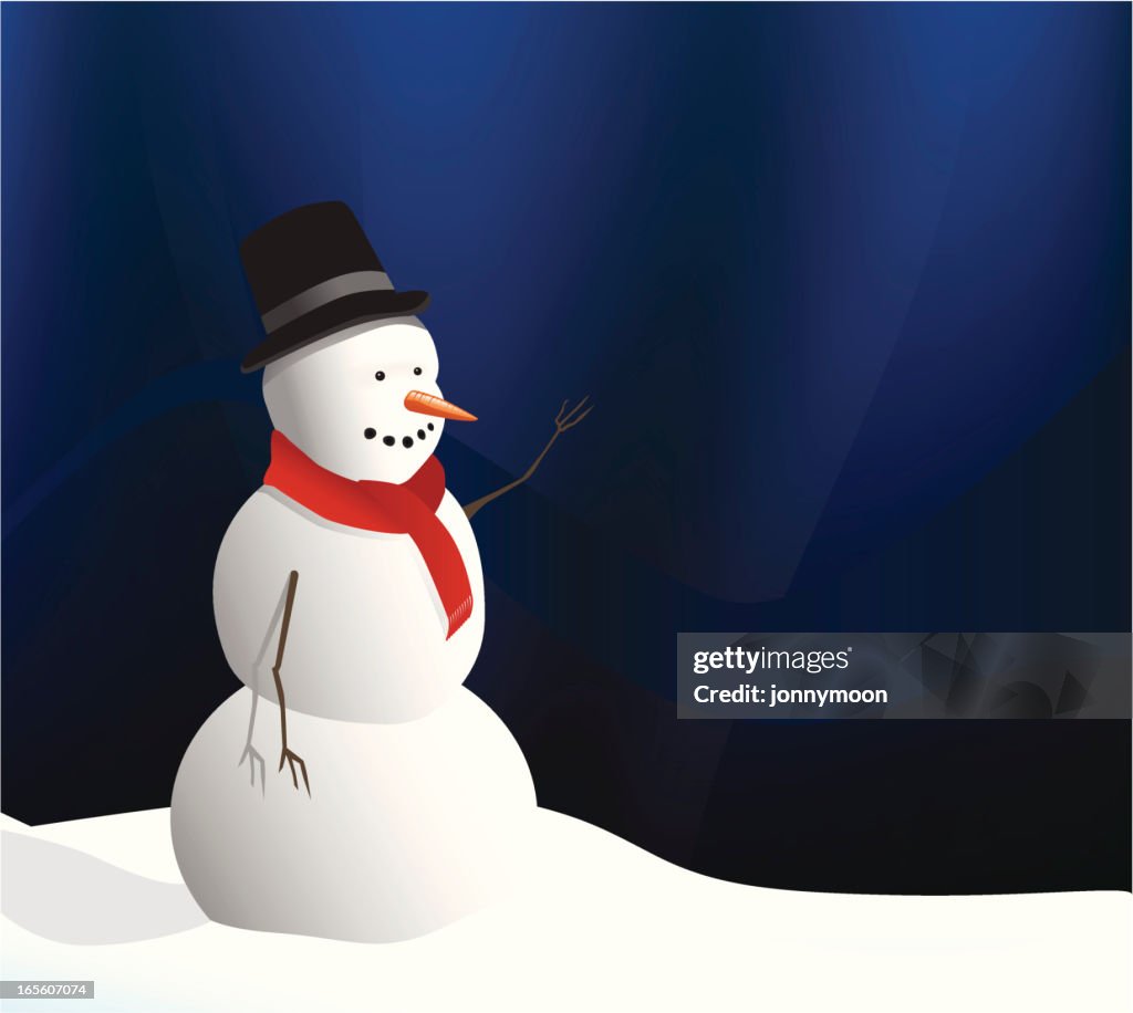 Snowman on a Winter Night