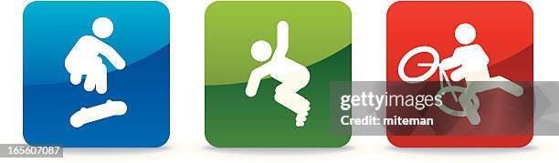 extreme street family | trilogy collection - extreme in line skating stock illustrations