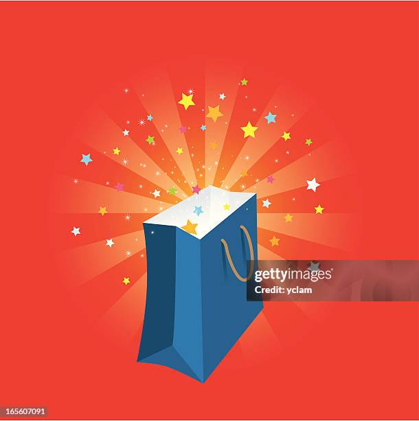 shopping einkaufstasche - überraschung stock-grafiken, -clipart, -cartoons und -symbole