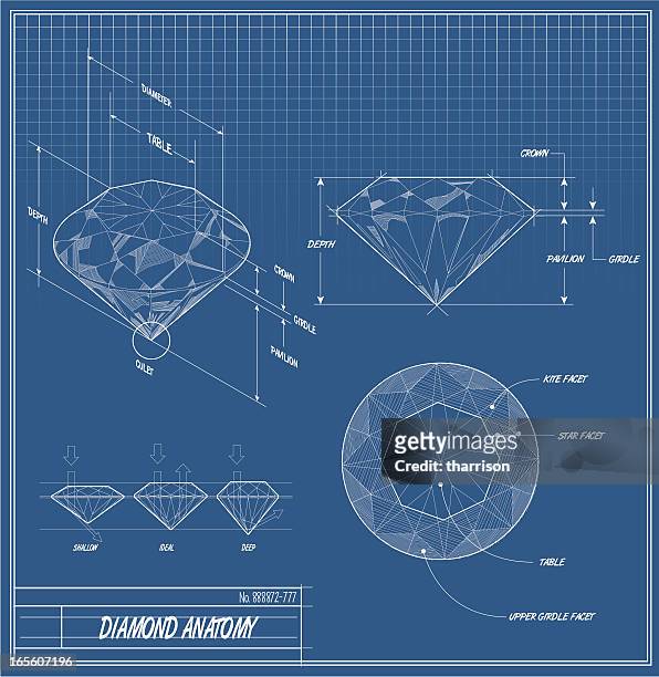diamond technische zeichnung - diamond shape stock-grafiken, -clipart, -cartoons und -symbole