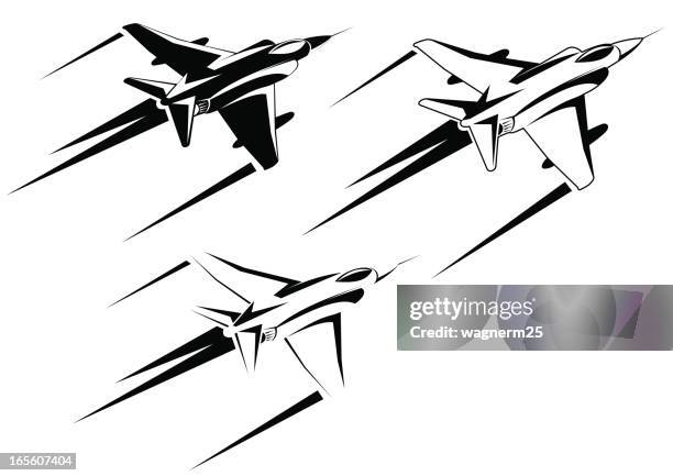 illustrations, cliparts, dessins animés et icônes de f4-phantom-trois versions - avion supersonique