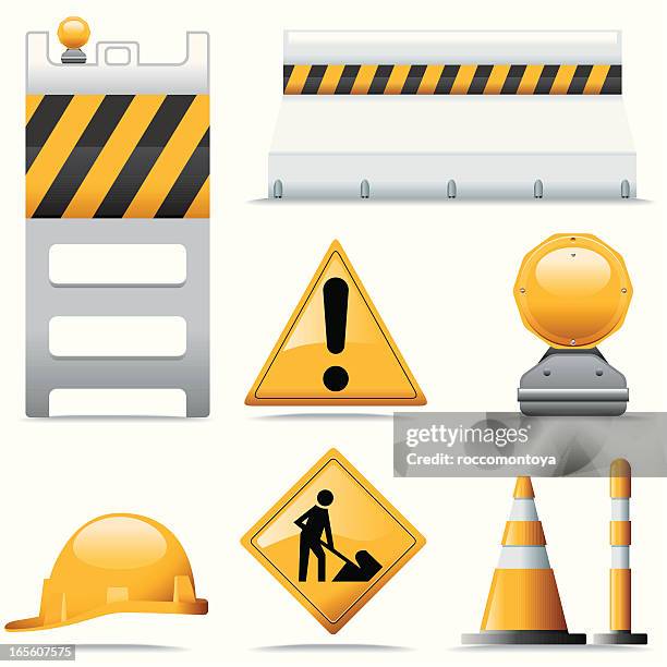 construction set icon - construction sign stock illustrations
