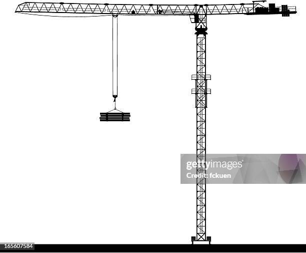 flat top tower crane side view - construction site background stock illustrations