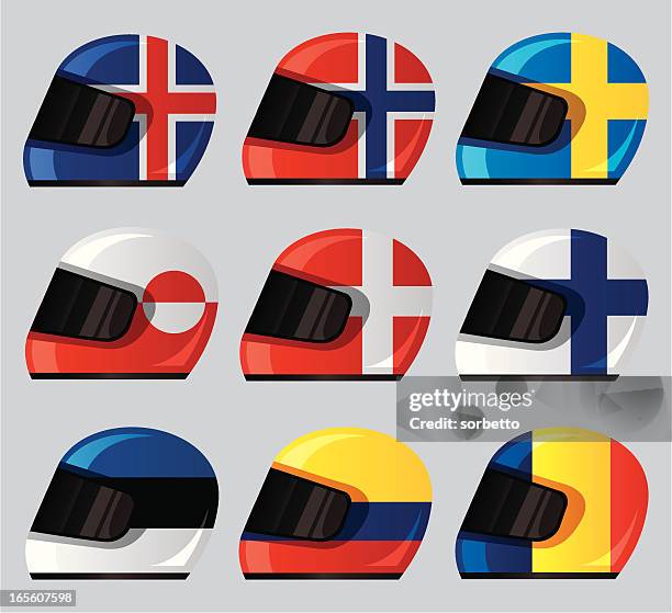 helmet national flag icon - scandinavian descent stock illustrations