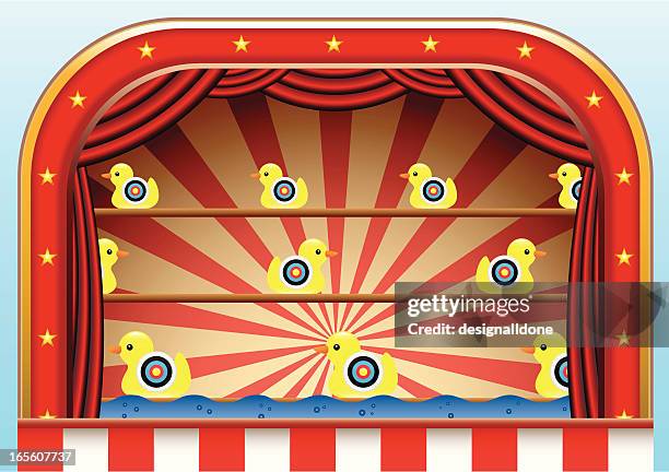 carnival duck shoot - carnival booth stock illustrations