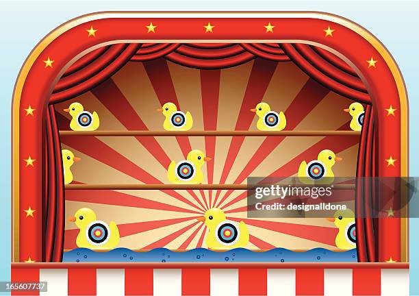 carnival duck shoot - fairground stock illustrations