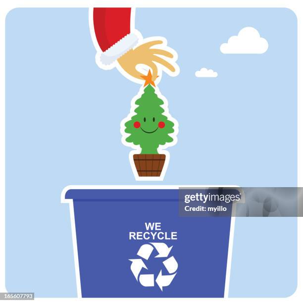 santa recycling - tupperware containers stock illustrations