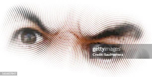 angry eyes dots - man eyebrows stock illustrations