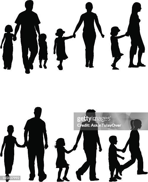 families - family hiking stock illustrations