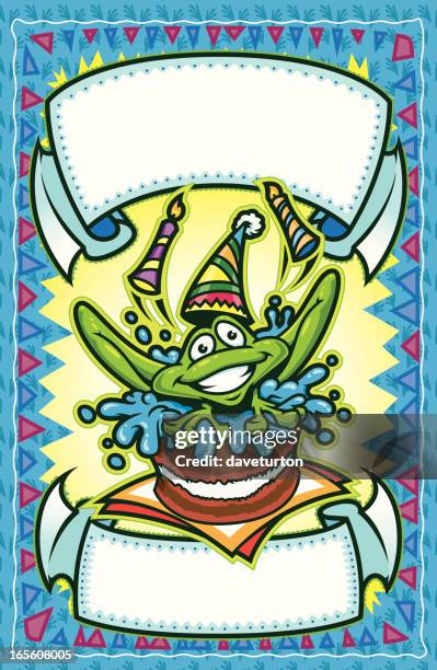 frog birthday poster - frog vector stock illustrations