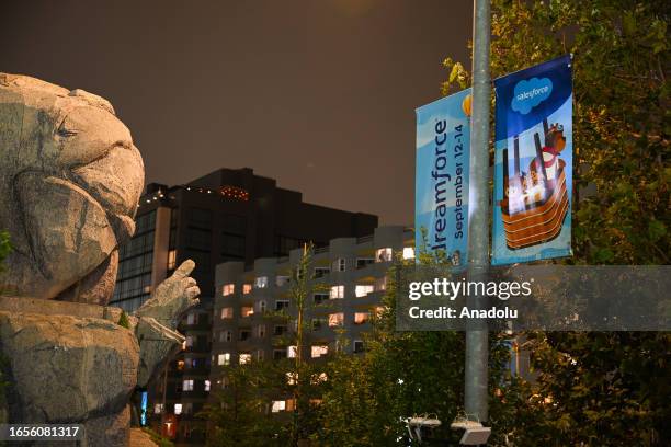 Dreamforce banner is seen near the Moscone Center in San Francisco, California, United States on September 9, 2023. Salesforce's annual Dreamforce...