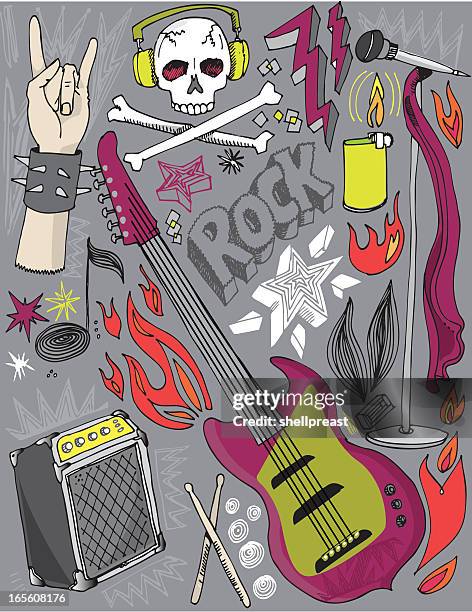 rock n roll doodles - amp stock illustrations