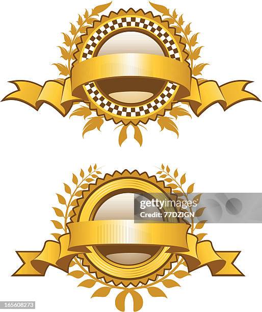wreath emblem - trophy plaque stock illustrations