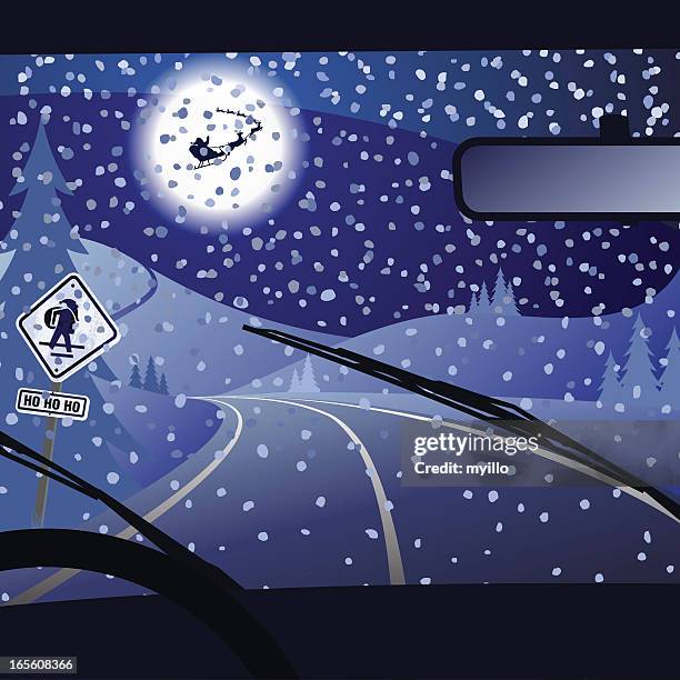 xtmas road - car winter stock illustrations