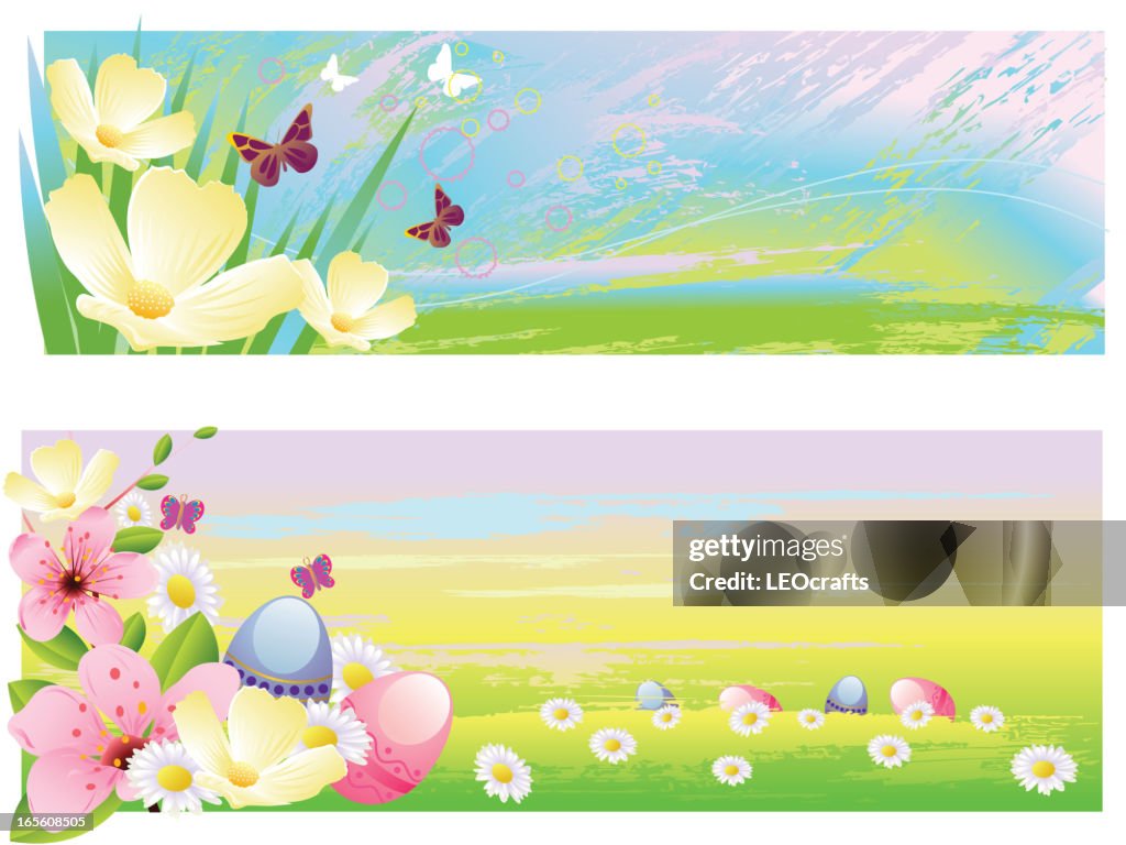 Easter Spring Vector Beautiful Spring And Easter Banners High-Res Vector Graphic - Getty Images