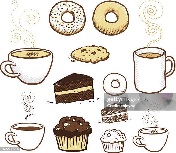 stockillustraties, clipart, cartoons en iconen met coffee break - muffin