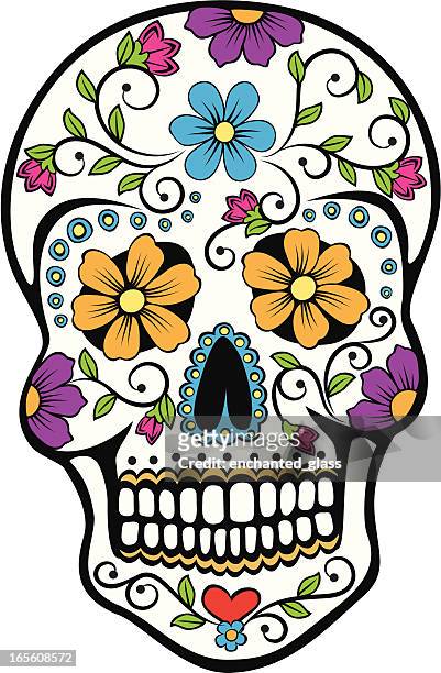 stockillustraties, clipart, cartoons en iconen met day of the dead celebration sugar skull - dia de los muertos