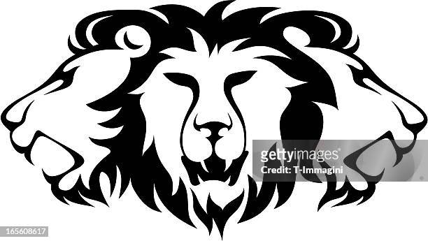 three lion - lion tattoo stock illustrations