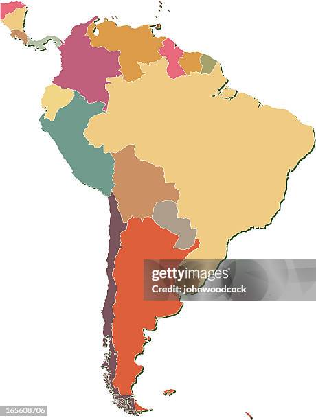 south america map. - french guiana stock illustrations