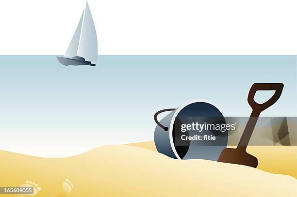 seascape - sand bucket stock illustrations