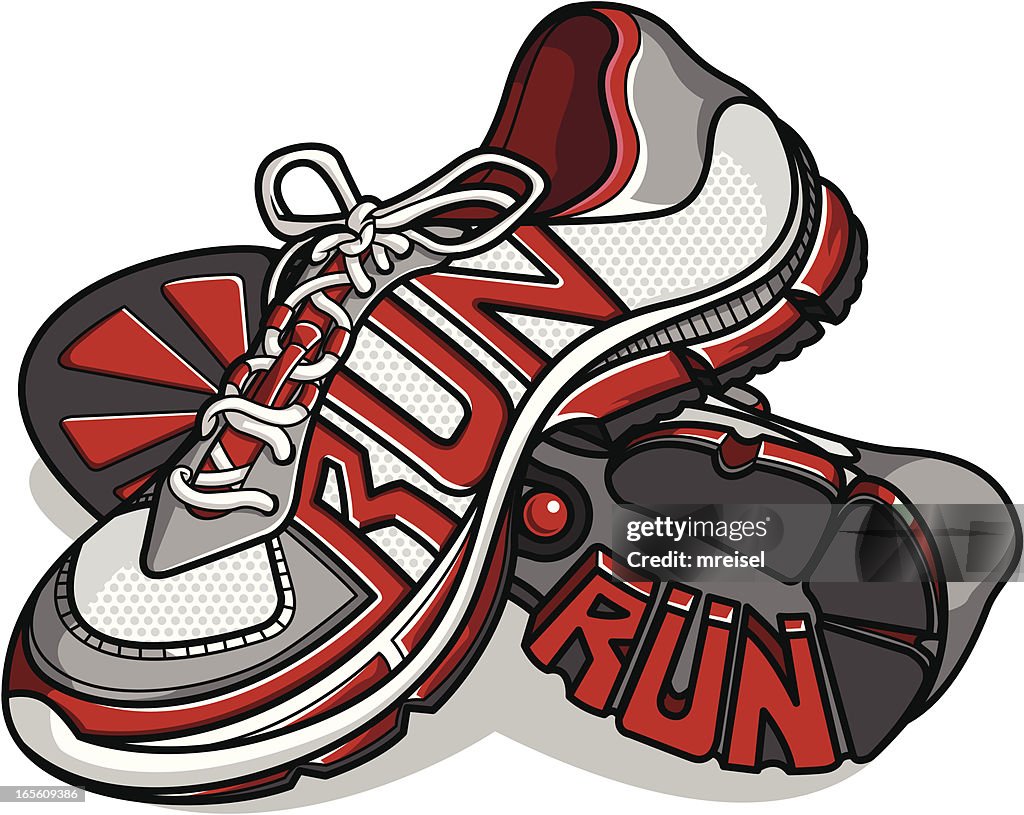 Running Shoes With Run As The Logo Stitching High-Res Vector Graphic ...